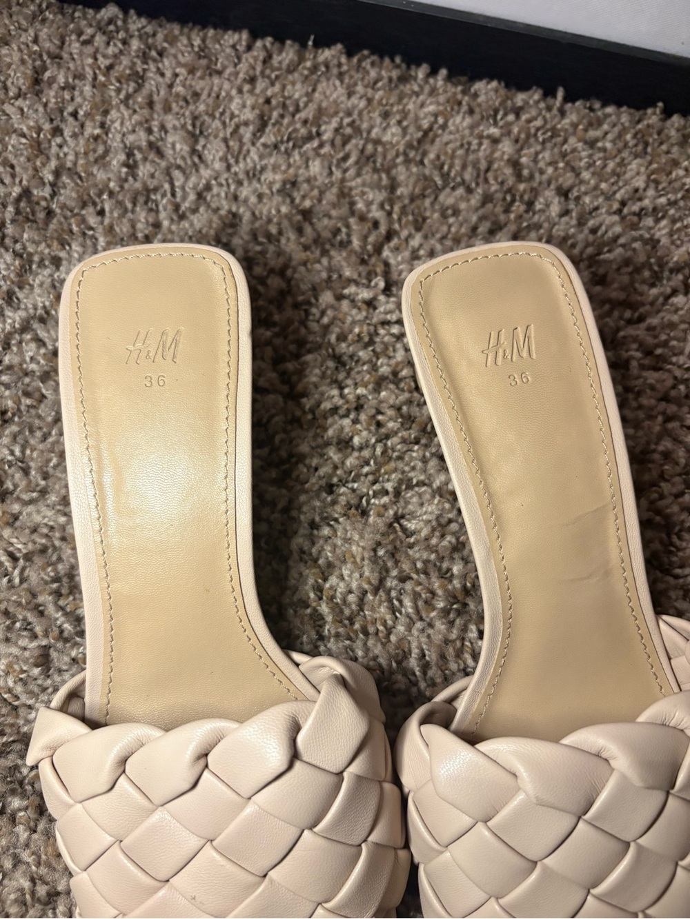 H&M Beige Woven Braided Heeled Sandals – Women’s 5.5 / EU 36 - Picture 3 of 5